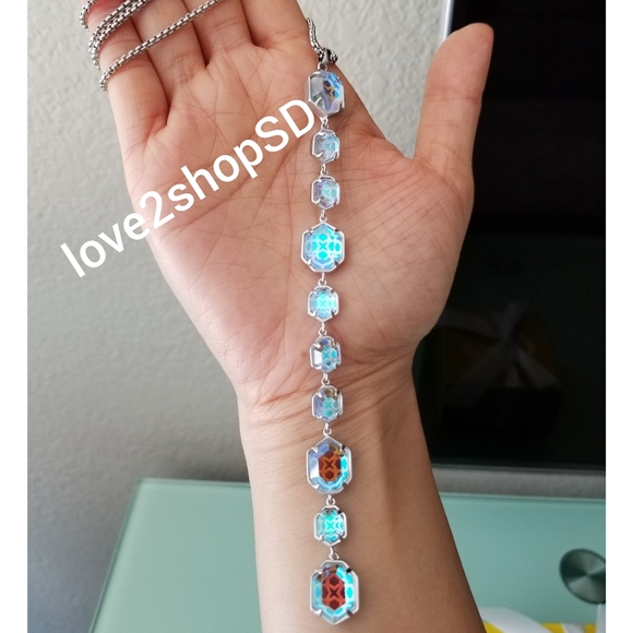 Kendra Scott Silver Dichroic Darrell Y necklace BNWT Rare. Absolutely gorgeous - Picture 3 of 3